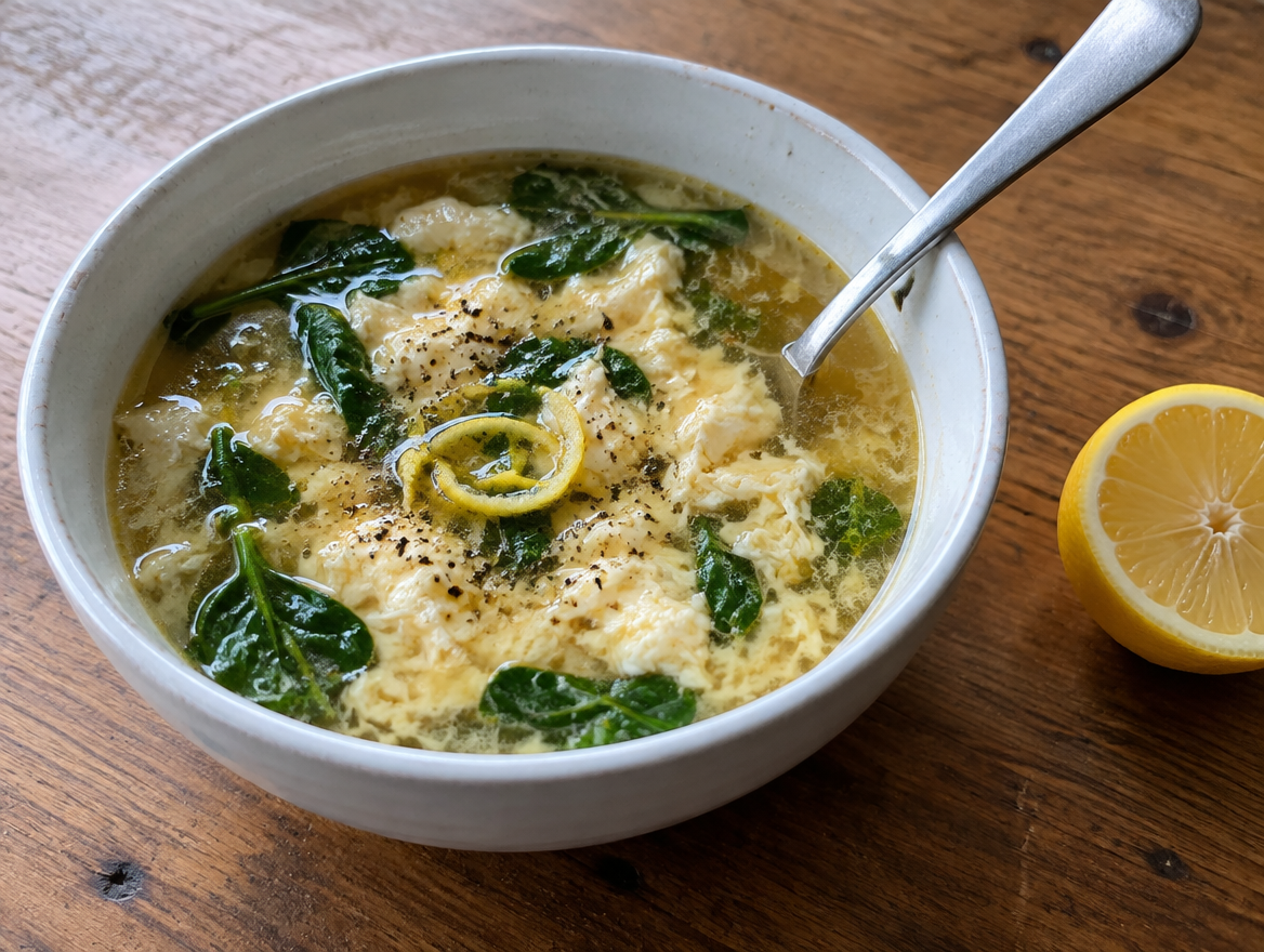 Stracciatella met spinazie en citroen