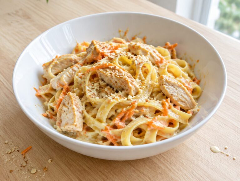Tagliatelle met kip en amandelsaus
