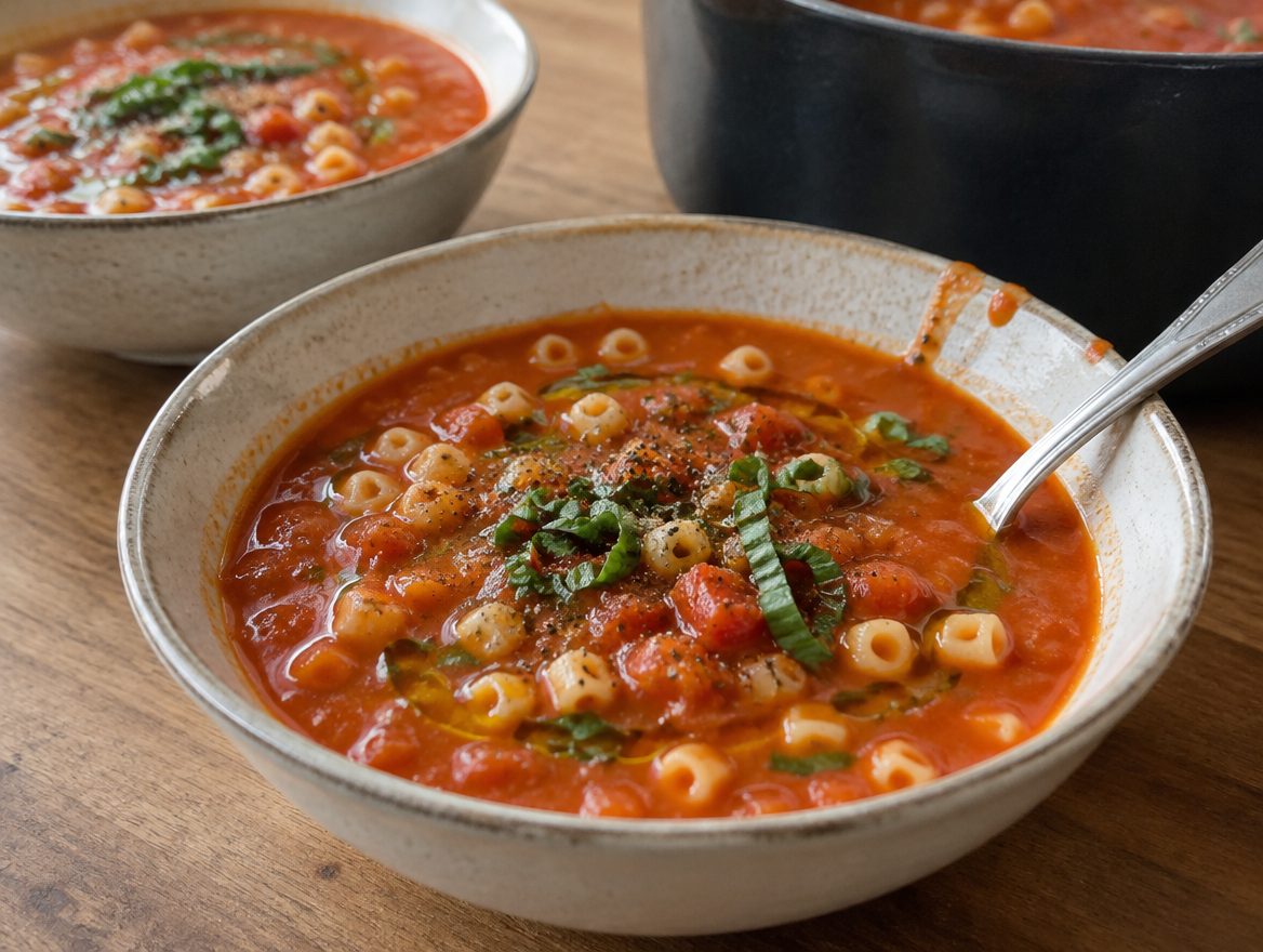 tomatensoep maken met verse tomaten en kleine pasta