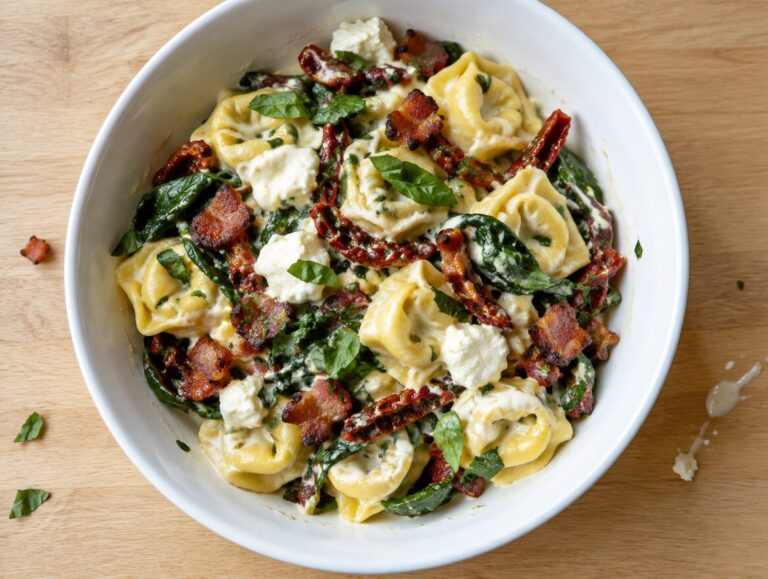 Tortellini met geitenkaas en spinazie