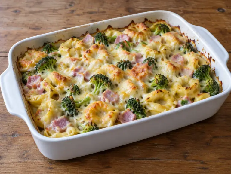 Tortellini ovenschotel met ham en broccoli